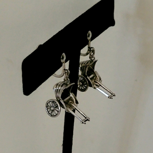 Antique Silver Rickshaw Earrings - Picture 3 of 12